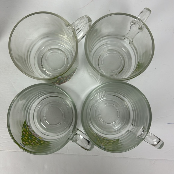 (4) Vtg 1984 Glass Christmas Tree 10oz Glass Crystal Coffee Tea Mugs Set w Box - Picture 6 of 7